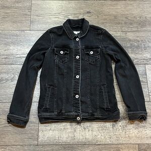 Vintage Y2K Abercrombie Kids Black Denim Jacket Youth Size 15/16 Fits Women's XS